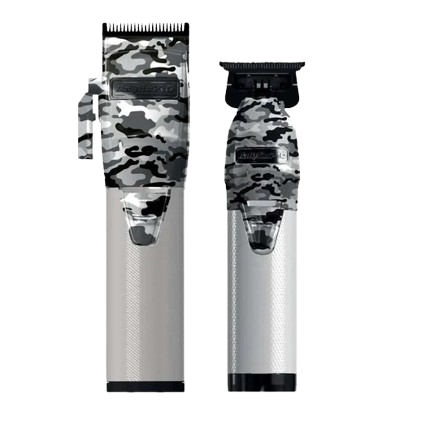 Hair trimmer with camouflage design on a white background