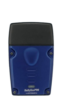 Blue and black electronic device on a white background