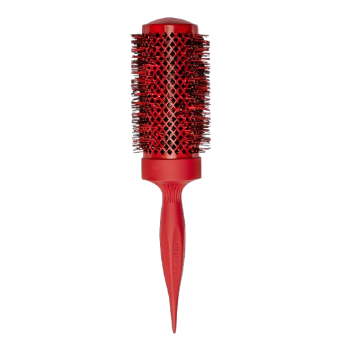 Red hairbrush with a white background