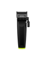 Black hair clipper with green accent on a white background