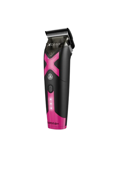 Hair clipper with pink and black design on a white background