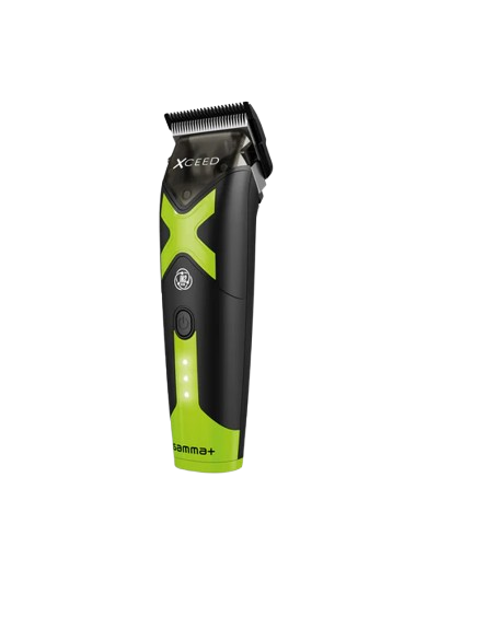 Hair clipper with green and black design on a white background