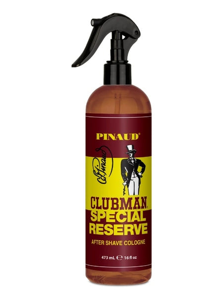 Pinaud Clubman Special Reserve after shave cologne bottle on a white background