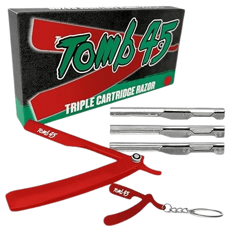 Tomb 45 Triple Cartridge Razor Holder | Disposable Razor Safety Handle For Barbers | 100% Metal Grip & 3 Adjustable Blade Exposure Options For Shaving