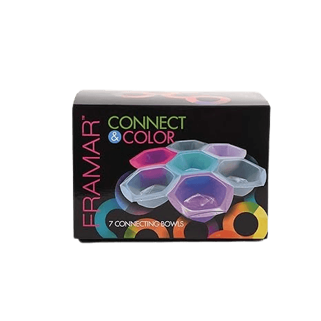 Framar Multi-Colored Connect and Color Bowl Set – Mixing Bowls for Hair Color, Hair Bleach, Hair Dye, Coloring Set - 7 Pack