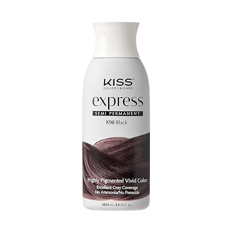 Kiss Express Semi-Permanent Hair Color 100mL (3.5 US fl.oz) (1 Count, Black)