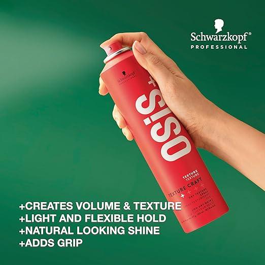 Schwarzkopf OSiS+ Texture Craft – Volumizing Dry Texture Spray - Root Lift with Natural Feel and Shine – Lightweight Hair Styling Product