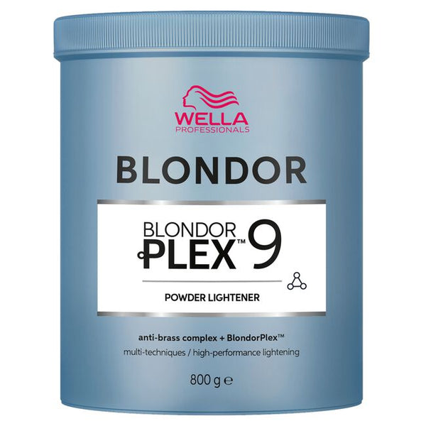 Wella Professionals Blondor Plex 9 powder lightener container on a white background