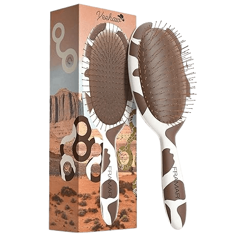 Framar Curly Hair Detangler Brush – Detangler Brush For Curly Hair Cow Print Hairbrush For Curly Hair, Wet Hairbrushes For Woman, Womens Hair Brush For Thick Hair Cute Cow Stuff Brush Hair - Cow Print