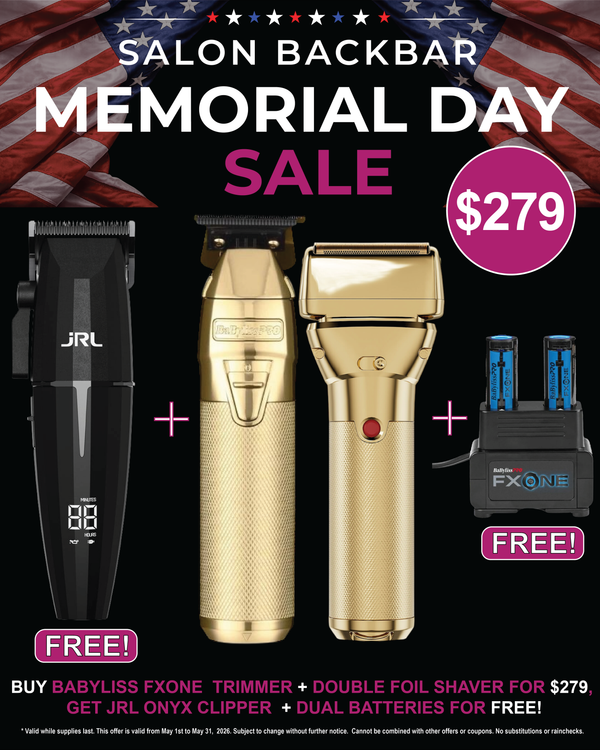 JRL Professional Onyx Clipper & BaBylissPRO FXONE GoldFX Trimmer & Foil Shaver Bundle