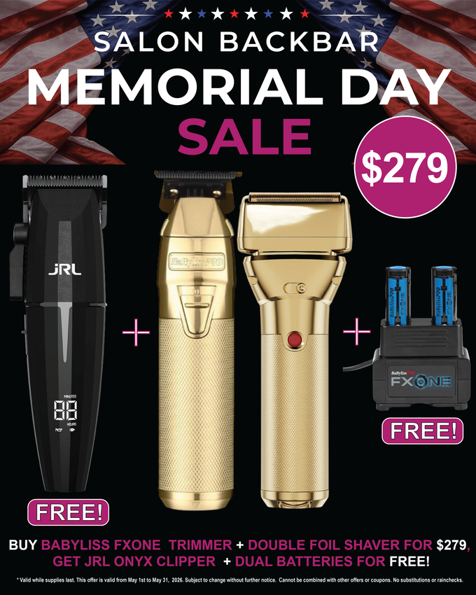 JRL Professional Onyx Clipper & BaBylissPRO FXONE GoldFX Trimmer & Foil Shaver Bundle