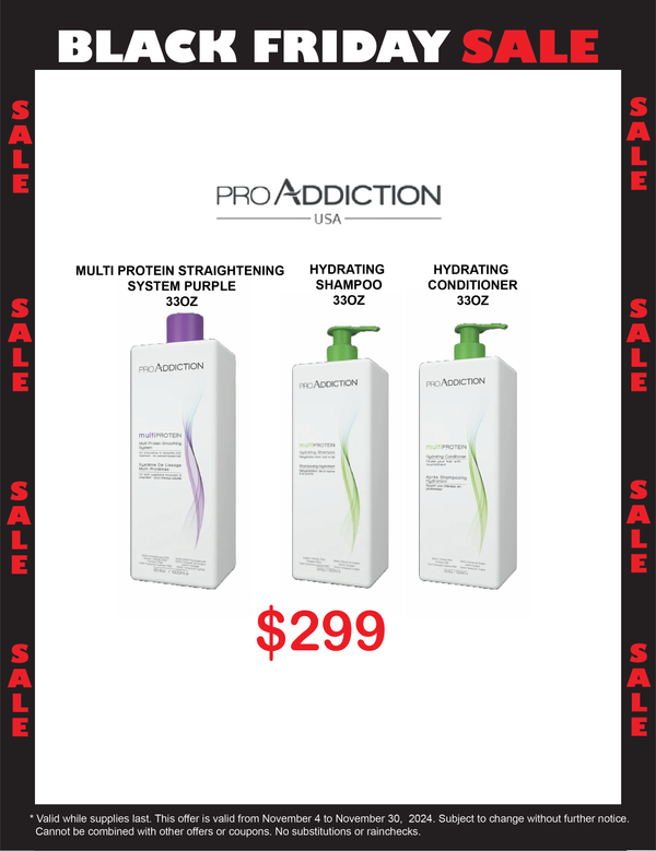 Black Friday Sale! Pro Addiction Purple Treatment + BackBar Shampoo & Conditioner - Only $299