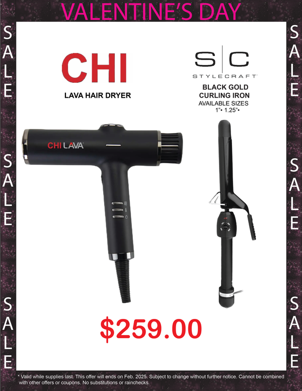 CHI Lava Pro Hair Dryer & Stylecraft Black Gold Curling Iron (Available Sizes: 1" , 1.25") $259