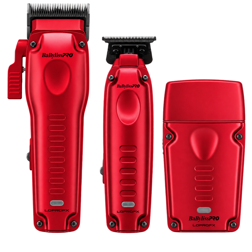BaBylissPRO FXONE LO-PROFX High Performance Low Profile Compact Clipper, Trimmer, Shaver Set - Red (Preorder)