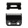 Black metal clipper blade and guard set with white printed graphics and the text 'SIC' and 'EE3D' on a plain white background.