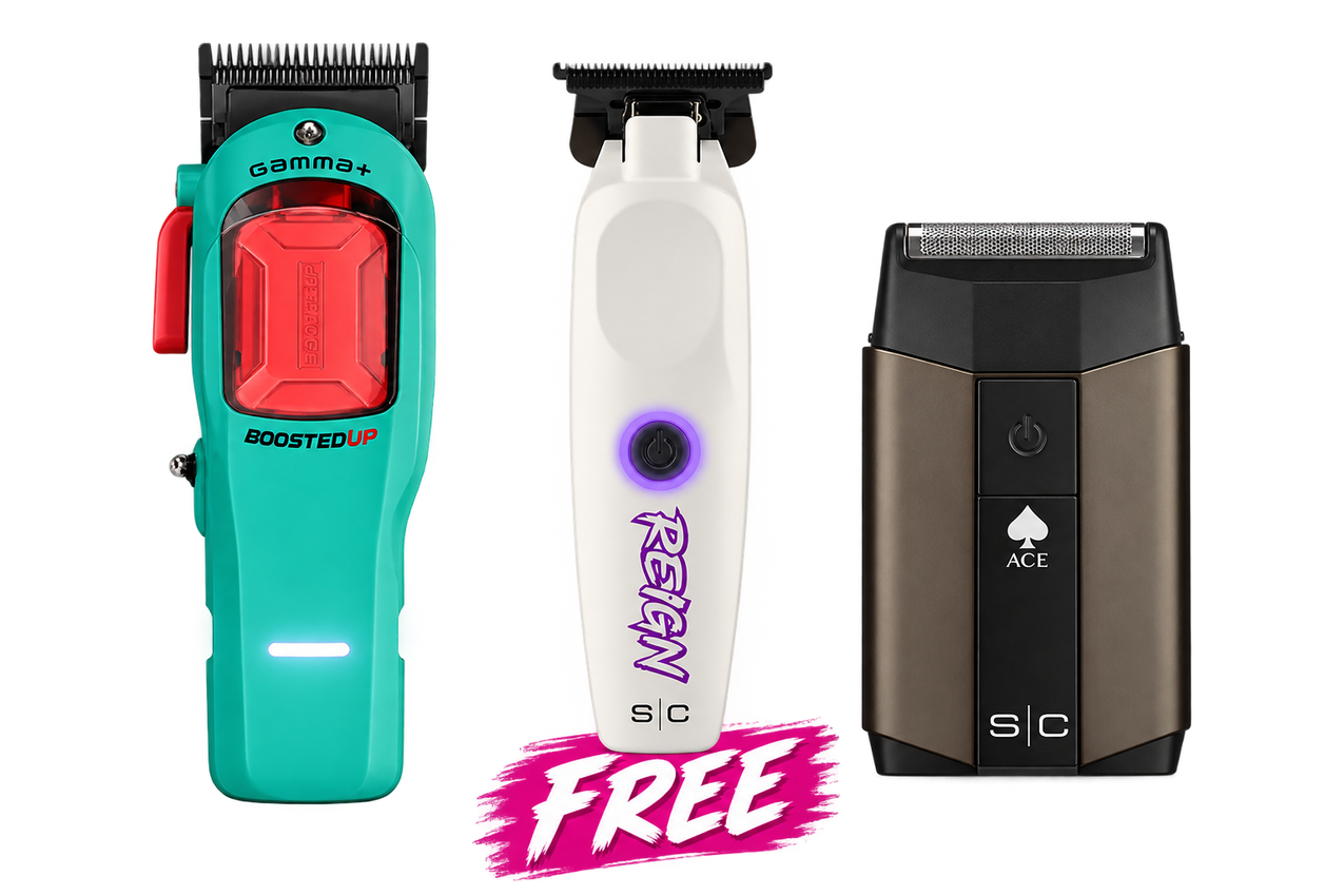 Gamma+ Boosted Clipper + StyleCraft Reign Trimmer & Ace Single Foil Shaver Combo