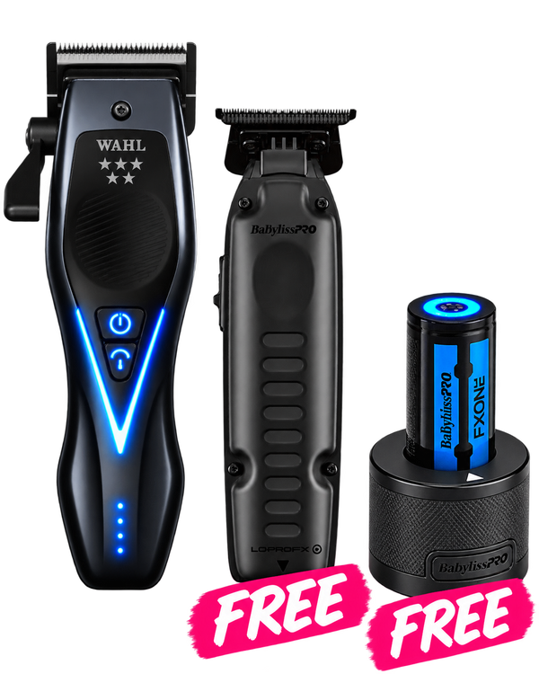 Wahl Professional Vapor Switch Cordless Clipper & BaBylissPRO Lo Pro Fx One Black Trimmer + Battery Set