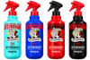 Four Aftershave spray bottles in different colors (light blue, royal blue, red, and black) lined up side-by-side on a white background. Each bottle has a red trigger sprayer and a label featuring praying hands, roses, and the text 'AFTERSHAVE LOVE PEACE AND HAPPINESS' and 'IMMORTAL NYC'.