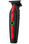 A cordless hair trimmer with a black and red handle, featuring a glowing green power button and the brand name 'cocoon' printed vertically on the side.