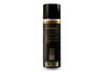 A black aerosol can of hair pomade shown from the back on a plain white background, with gold and white text and a barcode label.
