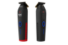 Two black electric trimmers shown side by side on a white background, featuring blue circular buttons, red accents, and white branding text.