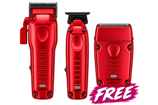 BaBylissPRO Limited Edition Metallic Red Lo-PROFX Compact Clipper, Trimmer & Foil Shaver Set