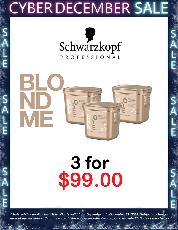 Cyber December Sale! Schwarzkopf BlondeMe Bond Enforcing Premium Lightener 9+ - Only 3 for $99