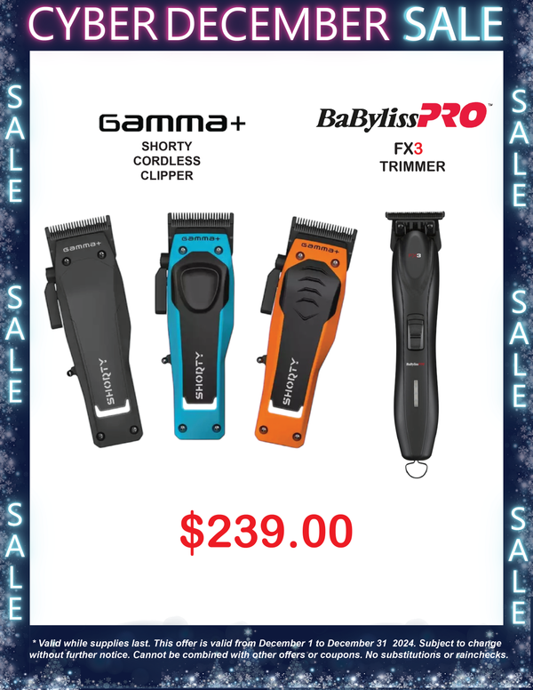 Cyber December Sale! Gamma+ Shorty Cordless Clipper *PREORDER* & Babyliss PRO FX3 Trimmer Only $239