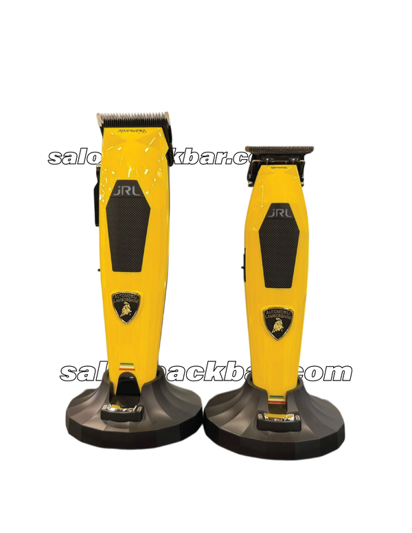 Two yellow and black hair trimmers on a white background