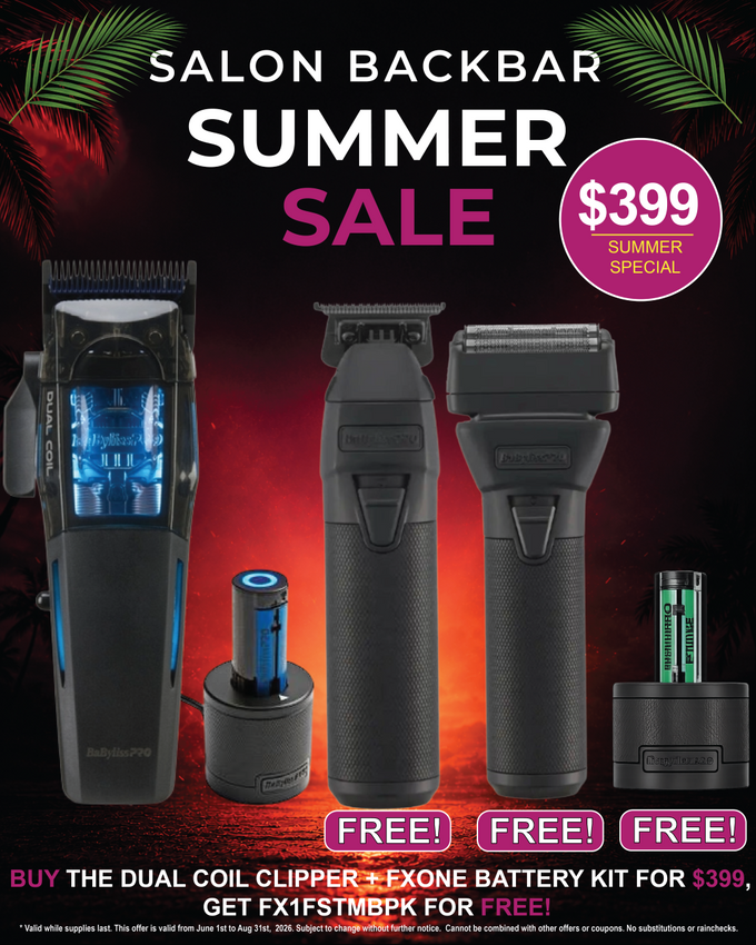 BaBylissPRO Dual-Coil Clipper + BaBylissPRO FXONE BlackFX Trimmer & Double Foil Shaver Set (FX1FSTMBPK)