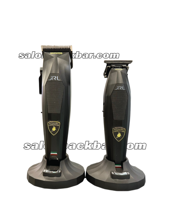 Two black hair clippers with visible branding on a white background
