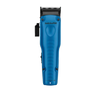 Blue hair clipper with black accents on a white background