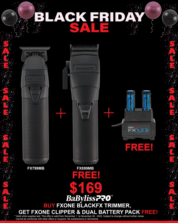 BaBylissPRO FXONE BlackFX Clipper & Trimmer Bundle – Limited Edition $360 Value for Only $169 + FREE Battery Kit