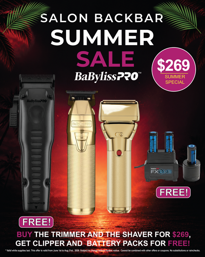 BaBylissPRO FXOne Lo-Pro Black Clipper + GoldFX Trimmer & Foil Shaver with battery packs FREE