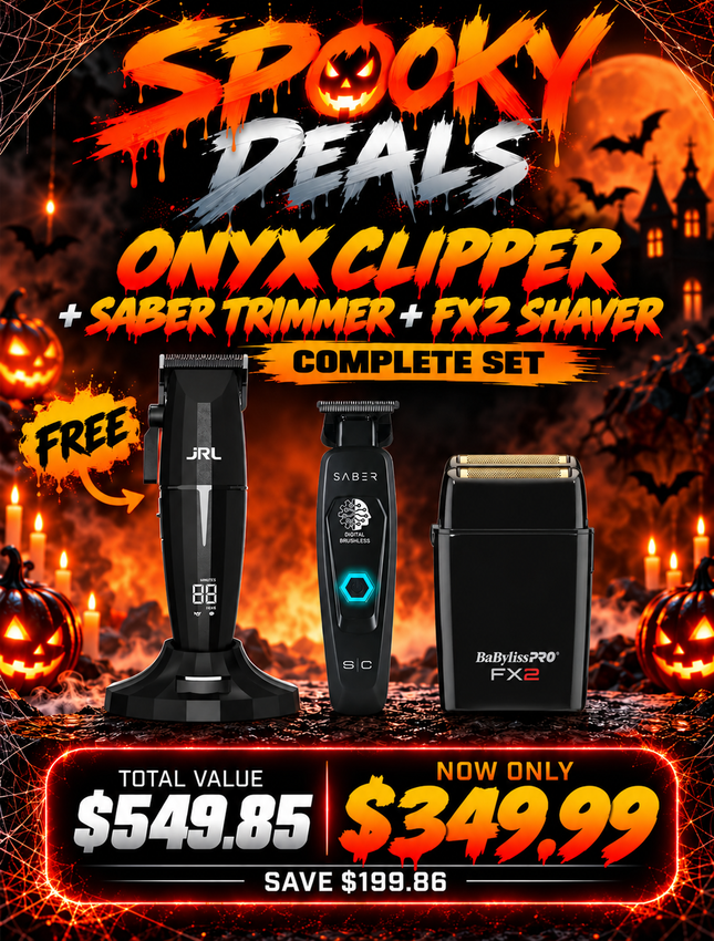 JRL Professional Onyx Clipper & StyleCraft Saber Trimmer + BaBylissPRO FX2 Shaver