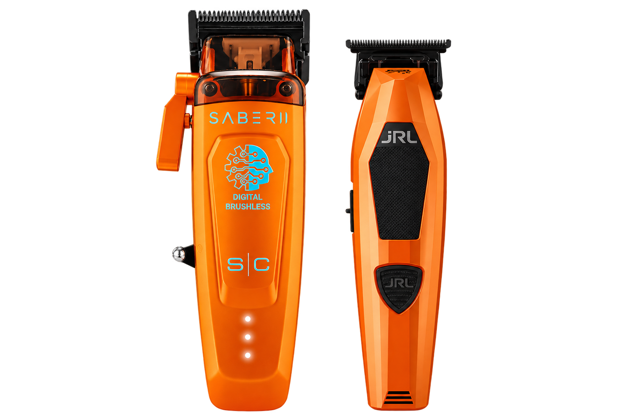 StyleCraft Orange Saber 2 Clipper & JRL Professional Diamante Orange Trimmer Set