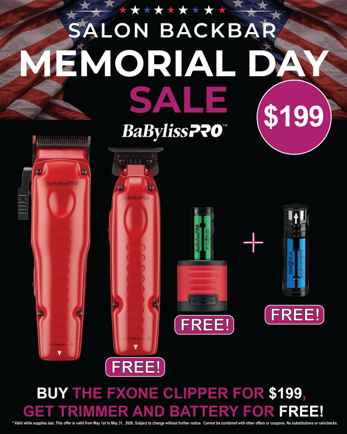 BaBylissPRO FXONE LO-PROFX Clipper & Trimmer Combo Set - Matte Red (FX129MRPK) + FREE Battery