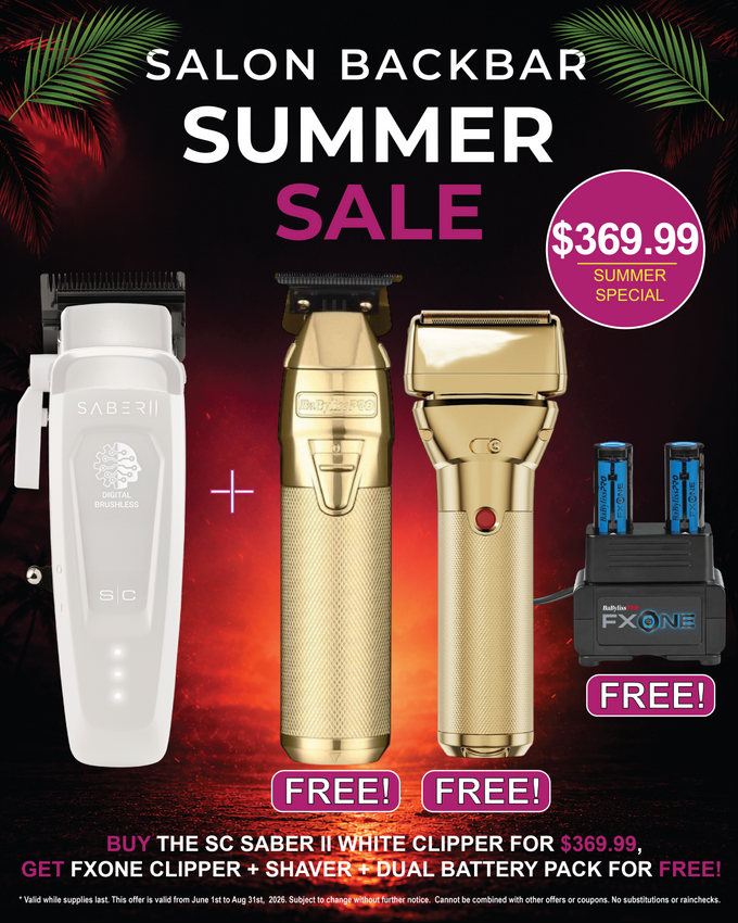StyleCraft White Saber Clipper Bundle + FREE FXONE Gold Trimmer, Shaver & Dual Battery Pack