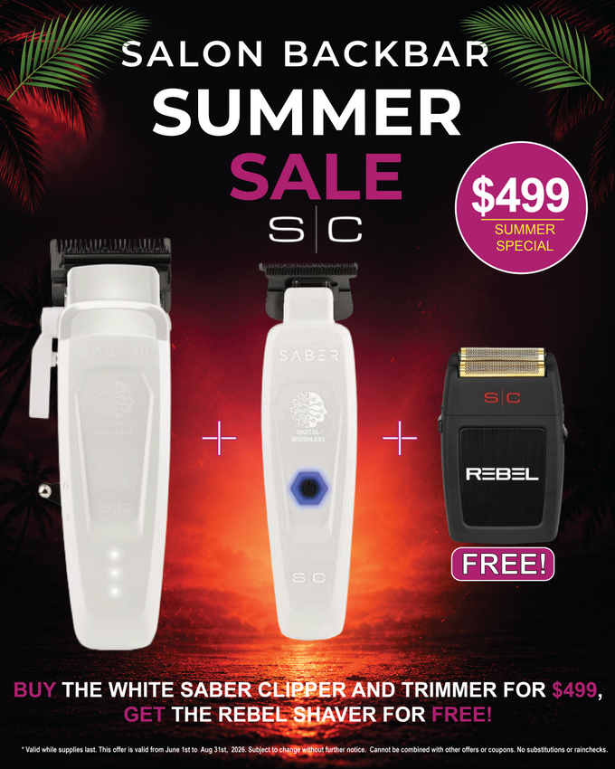 StyleCraft Saber II Clipper & Saber Trimmer Combo White + FREE Rebel Shaver