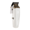 Hair clipper with white body and brown accents on a white background