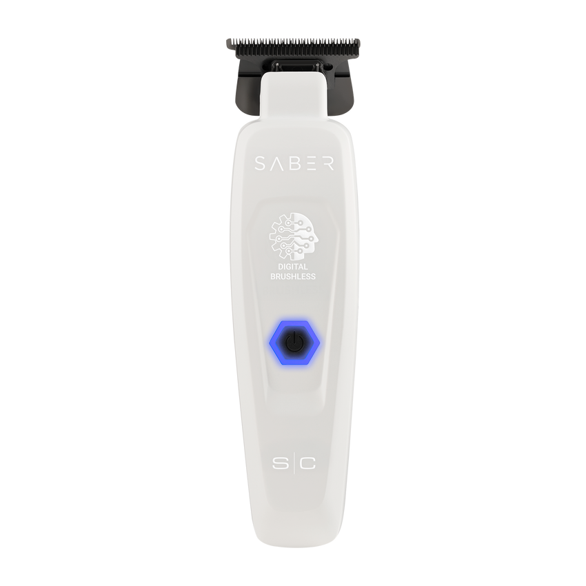 StyleCraft Saber Cordless Digital Brushless Motor Metal Trimmer - White (SC421W)