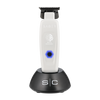 Hair trimmer with black and white design on a white background