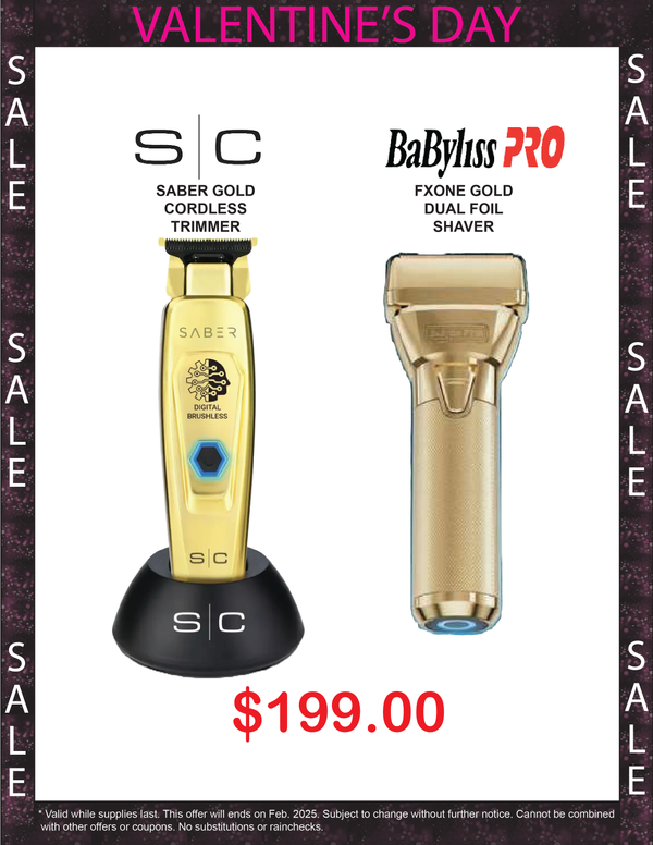 Stylecraft Saber Gold Cordless Trimmer & Babyliss PRO FXone Gold Dual Shaver $199