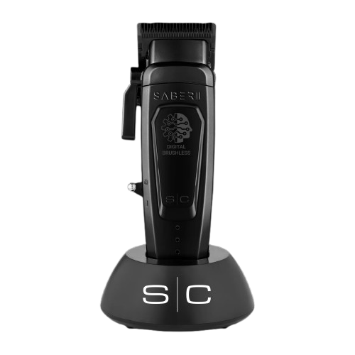 Black hair clipper with Saber II branding on a white background