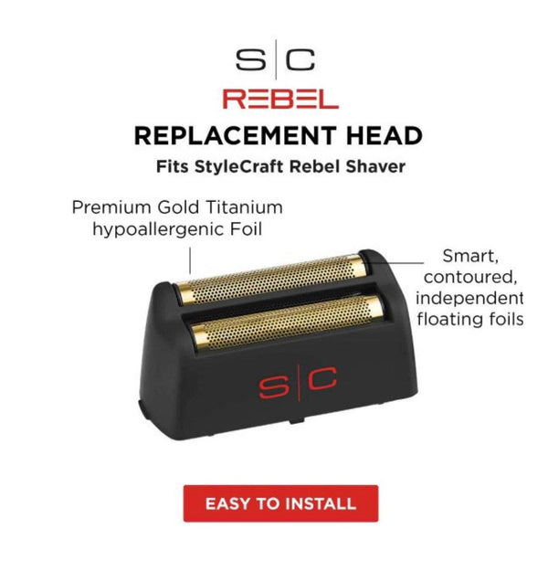 Stylecraft Replacement Gold Titanium Foil Head Compatible with the Rebel Foil Shaver SC515G