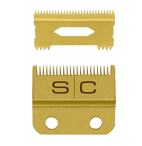 Stylecraft Replacement Fixed Gold Titanium Fade Clipper Blade with Gold Titanium Moving Slim Deep Tooth Cutter Set SC521G