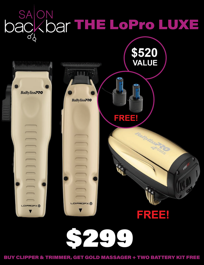 BaBylissPRO LoPROFX FXONE Tan Clipper & Trimmer Set – FREE Gold Massager + 2 FXONE Kits