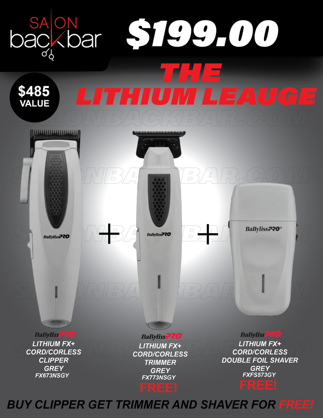 BaBylissPRO Lithium FX+ Bundle – Clipper, Trimmer & Shaver (Grey)