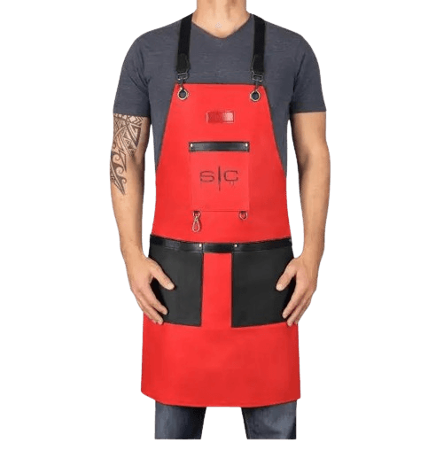 Stylecraft Professional Heavy Weight Waterproof Barber or Salon Hair Cutting Apron - Red SC315R