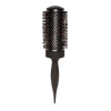 Black hairbrush with boar bristle head on a white background